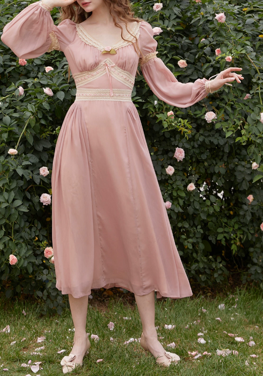 Sweet V Neck Pink Prom Dress Detachable Sleeves A-Line Evening Dress C8446