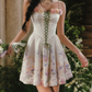 Mini robe de soirée en satin, sans bretelles, sans manches, ligne a, simple, C899