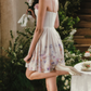 Mini robe de soirée en satin, sans bretelles, sans manches, ligne a, simple, C899