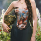 Robe de bal de princesse bustier à volants en satin long, robe de soirée C8117