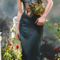 Robe de bal de princesse bustier à volants en satin long, robe de soirée C8117