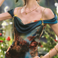 Chic Off-The-Shoulder Prom Dress Floral Slit Sheath Formal Dress C8452