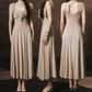 Vintage V Neck Beige Prom Dress A-Line Formal Dress C8453