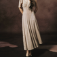 Vintage V Neck Beige Prom Dress A-Line Formal Dress C8453