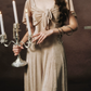 Vintage V Neck Beige Prom Dress A-Line Formal Dress C8453