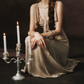 Vintage V Neck Beige Prom Dress A-Line Formal Dress C8453