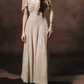 Vintage V Neck Beige Prom Dress A-Line Formal Dress C8453
