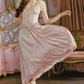 Classical Short Sleeve Pastel Purple Prom Dress Lace A-Line Formal Dress C8455