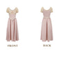 Classical Short Sleeve Pastel Purple Prom Dress Lace A-Line Formal Dress C8455