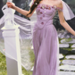 Robe de bal de princesse bustier à volants en satin long, robe de soirée C8117