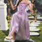 Robe de bal de princesse bustier à volants en satin long, robe de soirée C8117