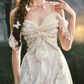 Romantic Off-the-Shoulder Ivory Prom Dress Ruffles A-Line Evening Dress C8457