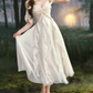 Romantic Off-the-Shoulder Ivory Prom Dress Ruffles A-Line Evening Dress C8457
