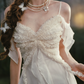 Romantic Off-the-Shoulder Ivory Prom Dress Ruffles A-Line Evening Dress C8457