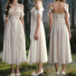 Romantic Off-the-Shoulder Ivory Prom Dress Ruffles A-Line Evening Dress C8457