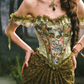 Ornate Off-the-Shoulder Green Prom Dress Floral Lace Sheath Evening Dress C8458