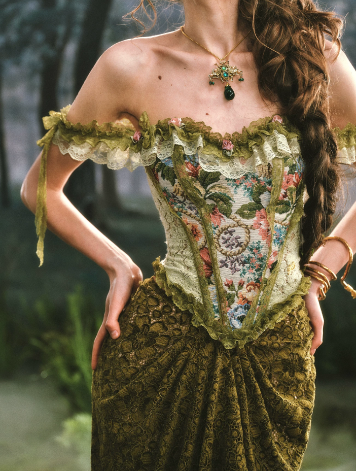 Ornate Off-the-Shoulder Green Prom Dress Floral Lace Sheath Evening Dress C8458