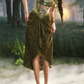 Ornate Off-the-Shoulder Green Prom Dress Floral Lace Sheath Evening Dress C8458