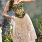 Robe de bal de princesse bustier à volants en satin long, robe de soirée C8117