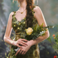 Flowy Spagheeti Straps Green Prom Dress Tie-Dye Appliques A-Line Formal Dress C8461