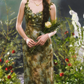 Flowy Spagheeti Straps Green Prom Dress Tie-Dye Appliques A-Line Formal Dress C8461
