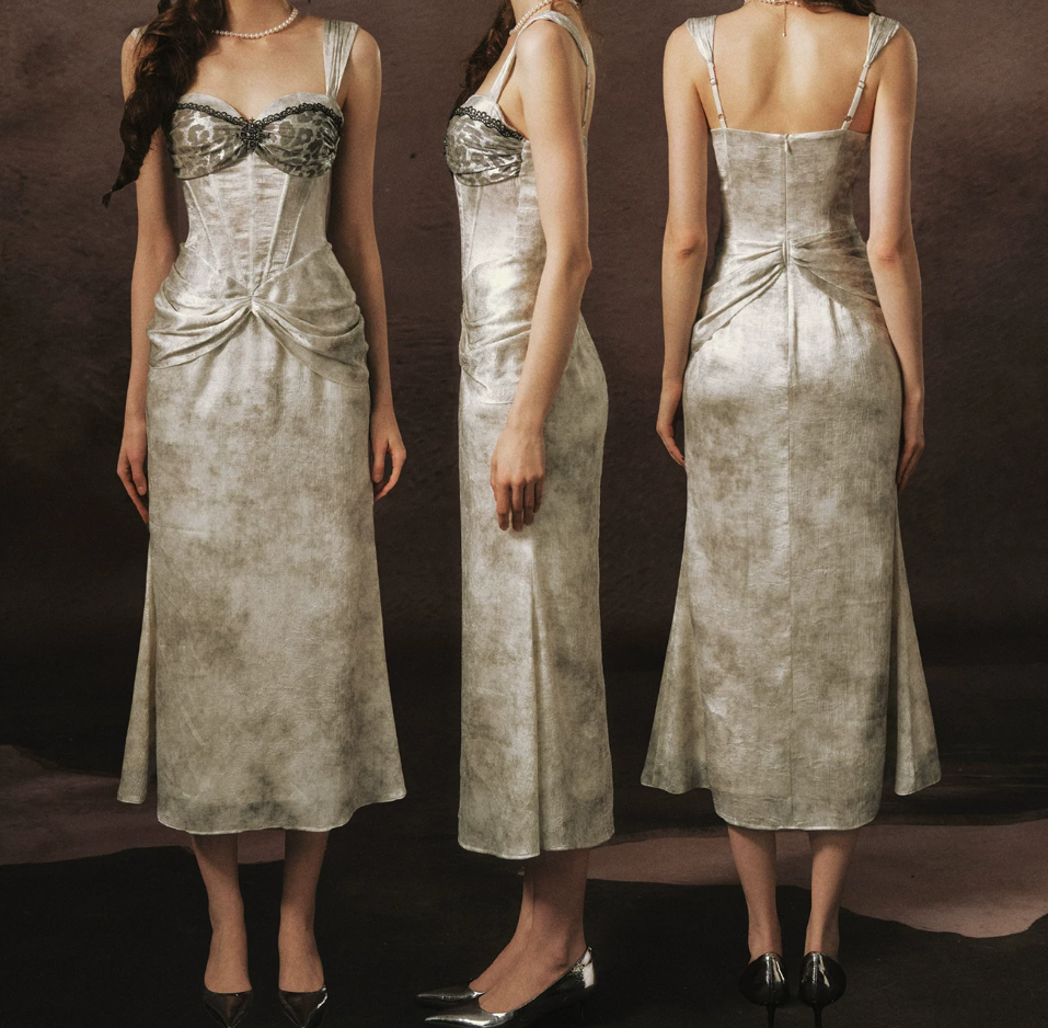Robe de bal de princesse bustier à volants en satin long, robe de soirée C8117