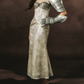 Robe de bal de princesse bustier à volants en satin long, robe de soirée C8117