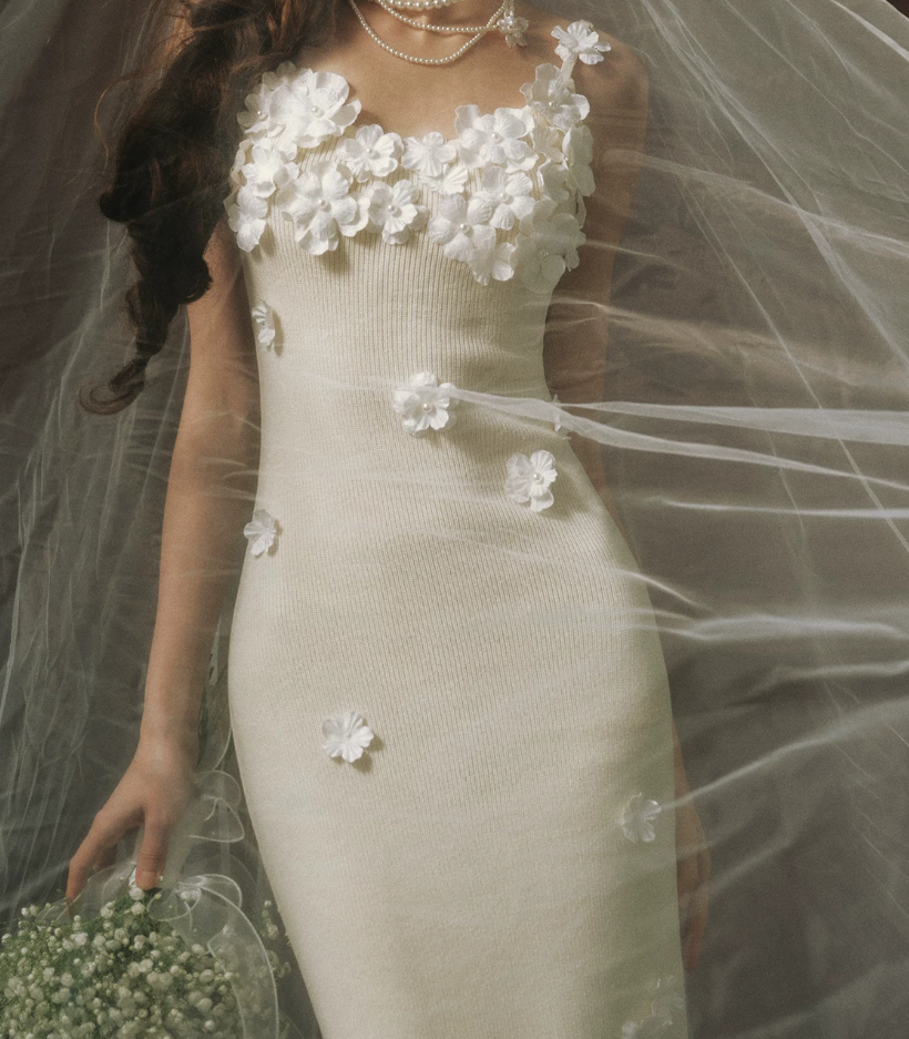 Elegant Spaghetti Straps White Prom Dress Appliques Sheath Evening Dress C8464