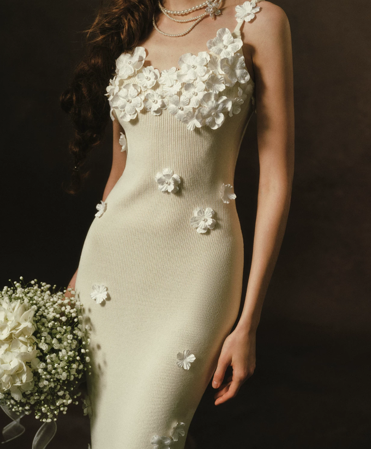 Elegant Spaghetti Straps White Prom Dress Appliques Sheath Evening Dress C8464