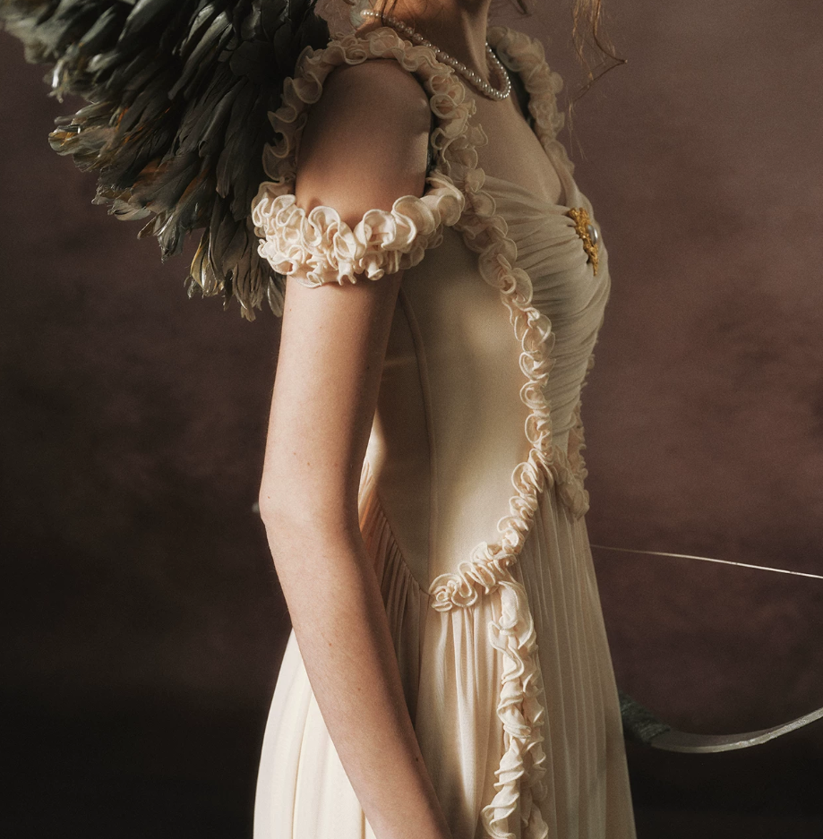 Trendy Off-the-Shoulder Beige Prom Dress Chiffon Ruffles A-Line Evening Dress C8465