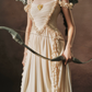 Trendy Off-the-Shoulder Beige Prom Dress Chiffon Ruffles A-Line Evening Dress C8465
