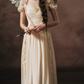 Trendy Off-the-Shoulder Beige Prom Dress Chiffon Ruffles A-Line Evening Dress C8465