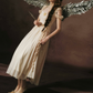 Trendy Off-the-Shoulder Beige Prom Dress Chiffon Ruffles A-Line Evening Dress C8465