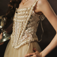Chic Spaghetti Straps Beige Prom Dress Lace Tulle A-Line Evening Dress C8466