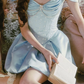 Ornate Off-The-Shoulder Blue Homecoming Dress Beading A-Line Birthday Dress C8470