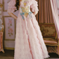 Sweet Off-the-Shoulder Pink Prom Dress Bows Floral Tulle A-Line Evening Dress C8471