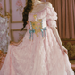 Sweet Off-the-Shoulder Pink Prom Dress Bows Floral Tulle A-Line Evening Dress C8471
