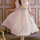 Sweet Off-the-Shoulder Pink Prom Dress Bows Floral Tulle A-Line Evening Dress C8471