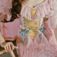 Sweet Off-the-Shoulder Pink Prom Dress Bows Floral Tulle A-Line Evening Dress C8471