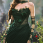 Chic Strapless Dark Green Prom Dress With Sleeves Scarf Tulle Appliques Sheath Evening Dress C8473