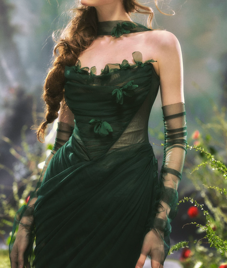 Chic Strapless Dark Green Prom Dress With Sleeves Scarf Tulle Appliques Sheath Evening Dress C8473