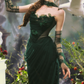 Chic Strapless Dark Green Prom Dress With Sleeves Scarf Tulle Appliques Sheath Evening Dress C8473