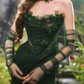 Chic Strapless Dark Green Prom Dress With Sleeves Scarf Tulle Appliques Sheath Evening Dress C8473