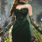 Chic Strapless Dark Green Prom Dress With Sleeves Scarf Tulle Appliques Sheath Evening Dress C8473
