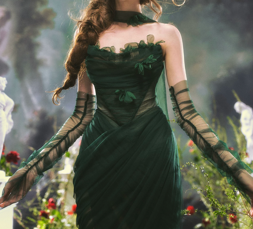 Chic Strapless Dark Green Prom Dress With Sleeves Scarf Tulle Appliques Sheath Evening Dress C8473