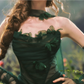 Chic Strapless Dark Green Prom Dress With Sleeves Scarf Tulle Appliques Sheath Evening Dress C8473