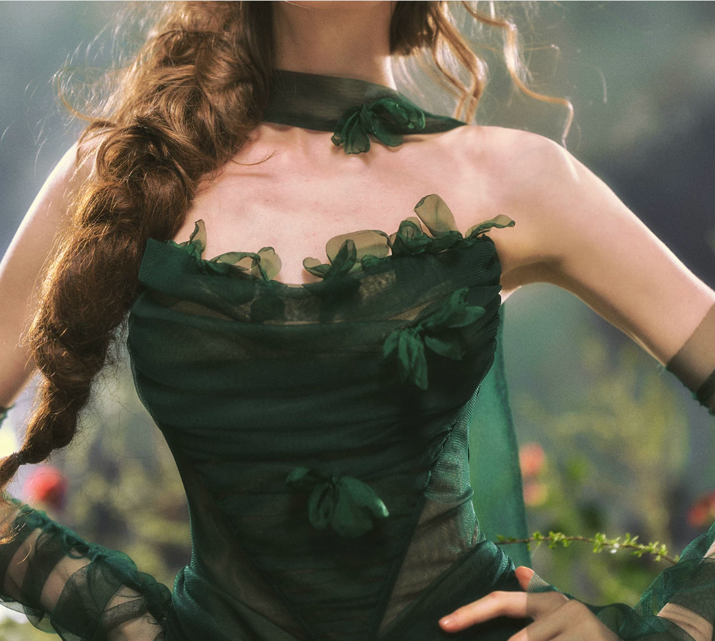 Chic Strapless Dark Green Prom Dress With Sleeves Scarf Tulle Appliques Sheath Evening Dress C8473