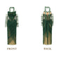 Chic Strapless Dark Green Prom Dress With Sleeves Scarf Tulle Appliques Sheath Evening Dress C8473
