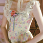 Romantic Square Neck Floral  Prom Dress Lace A-Line Evening Dress C8476