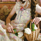 Romantic Square Neck Floral  Prom Dress Lace A-Line Evening Dress C8476